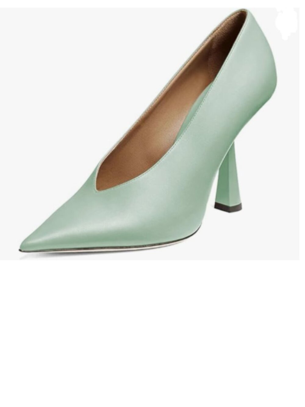 miss left Pale Green V-Cut Closed Pointed Toe Pumps Slip On High Heel Dress Shoe